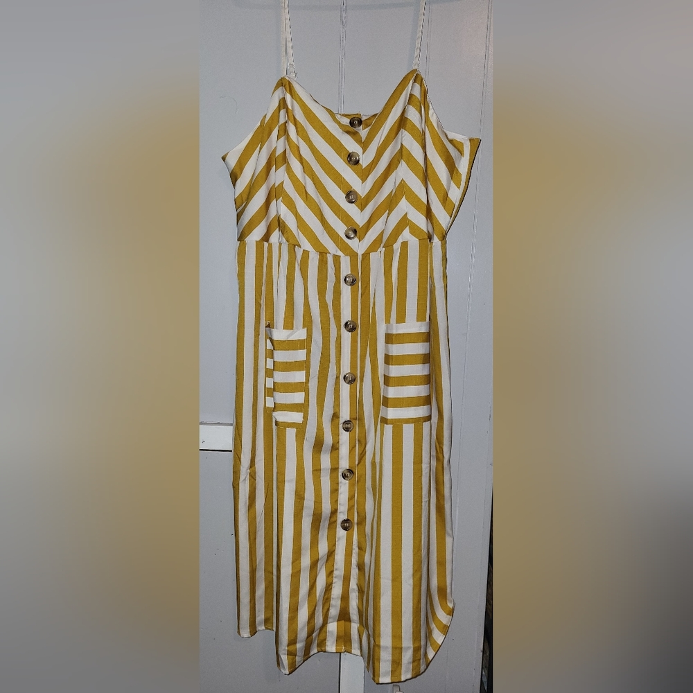 Golden Yellow Stripped Dress